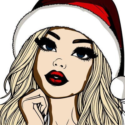 realistic christmas girl with lips