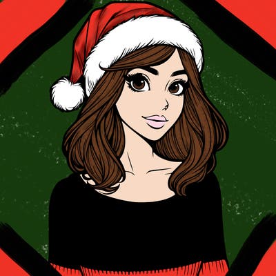 realistic lady in a christmas sweater