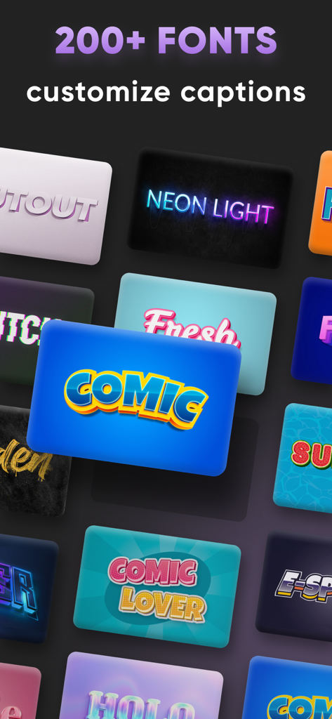 Subtitles: Captions For Video - A variety of 3D and stylized font options for custom video captions