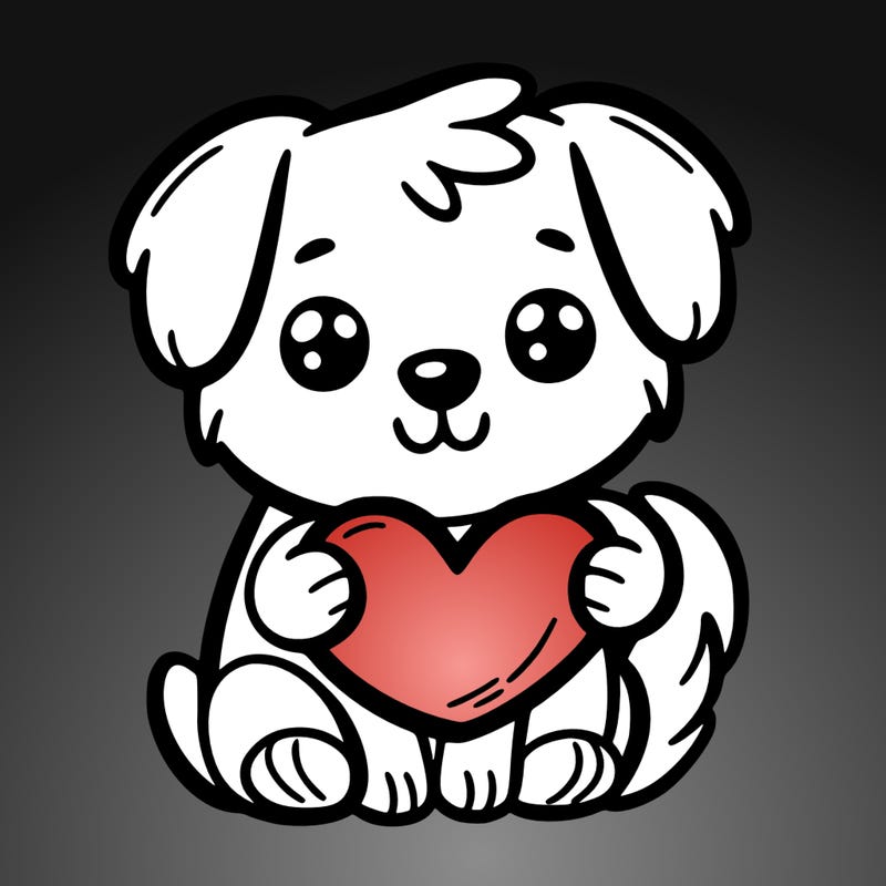 cute dog holding heart