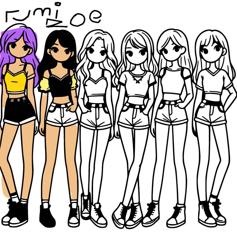 a group of girls wearing crop tops and shorts
