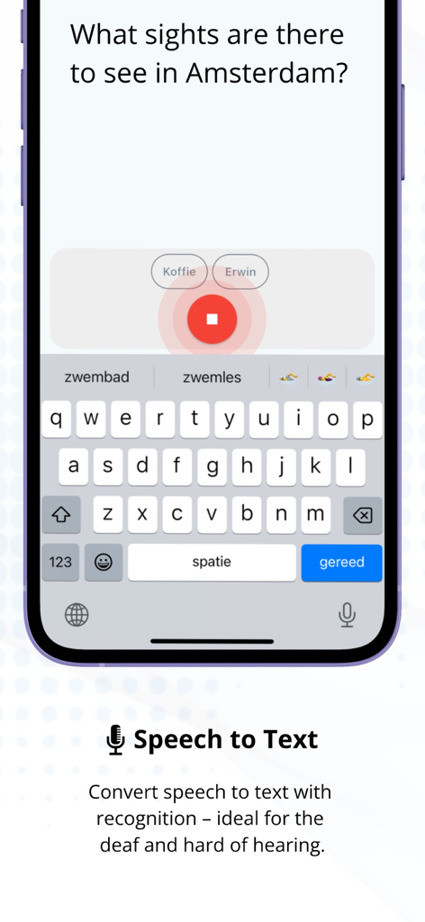 Text to Speech - Talkie - Talkieアプリの音声文字変換機能を表示するスマートフォン