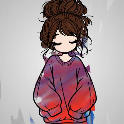girl with baggy sweatshirt and messy bun