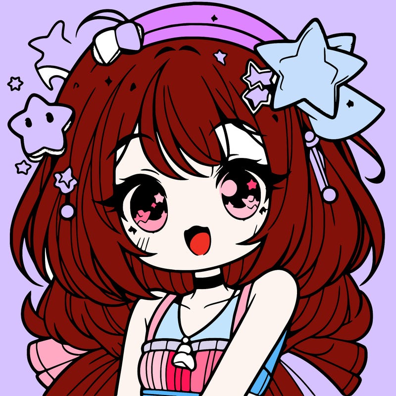 cute anime girl with star accessories