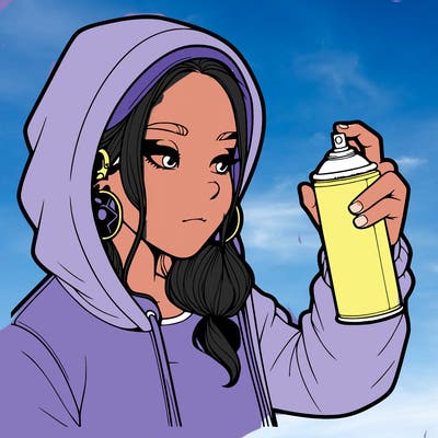 a realistic girl, spray painting