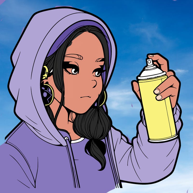 a realistic girl, spray painting