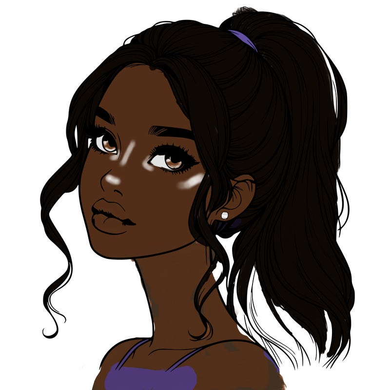 realistic girl with a ponytail on her hair and lips