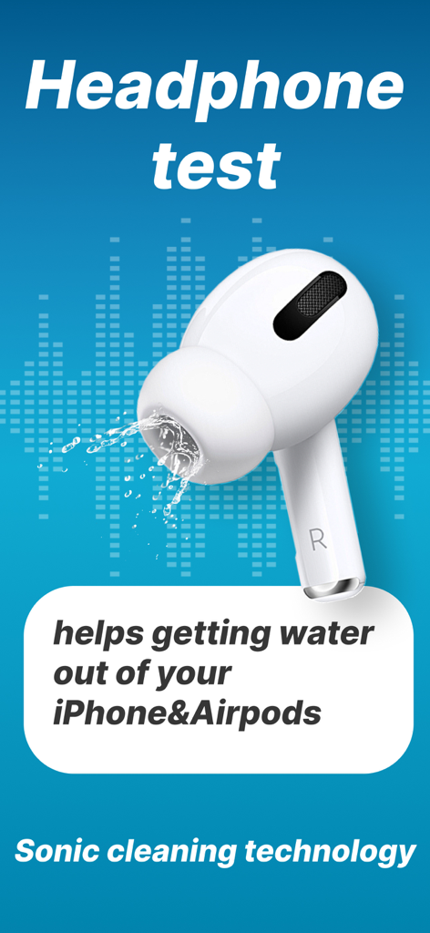Tecnología de limpieza sónica expulsando agua de unos auriculares AirPods
