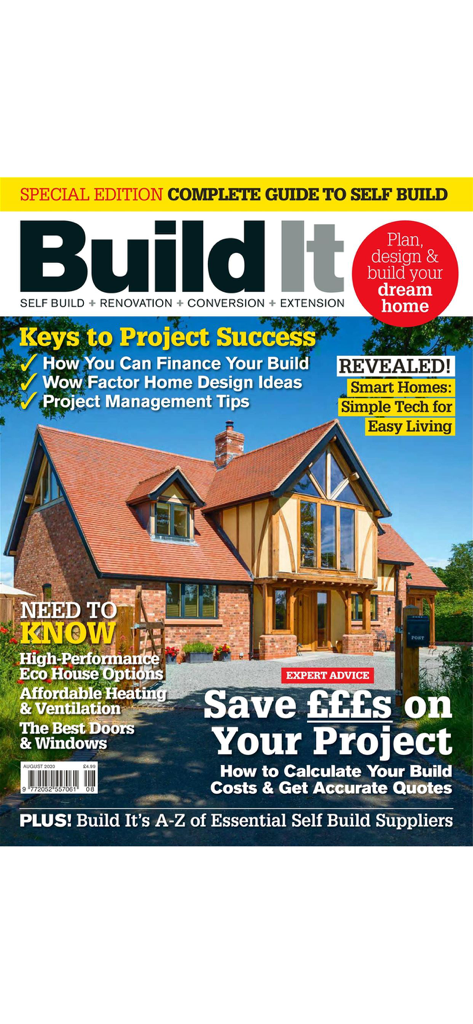 Build It Magazine - Front cover of Build It Magazine featuring a modern home and self-build project advice