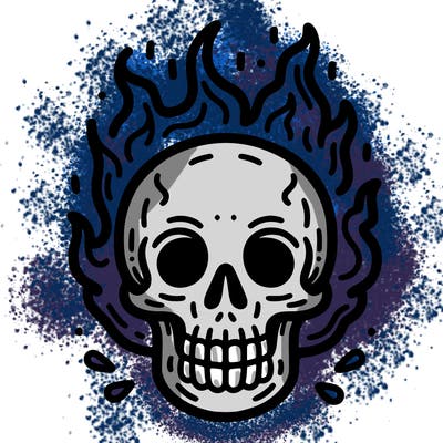 a fire skull