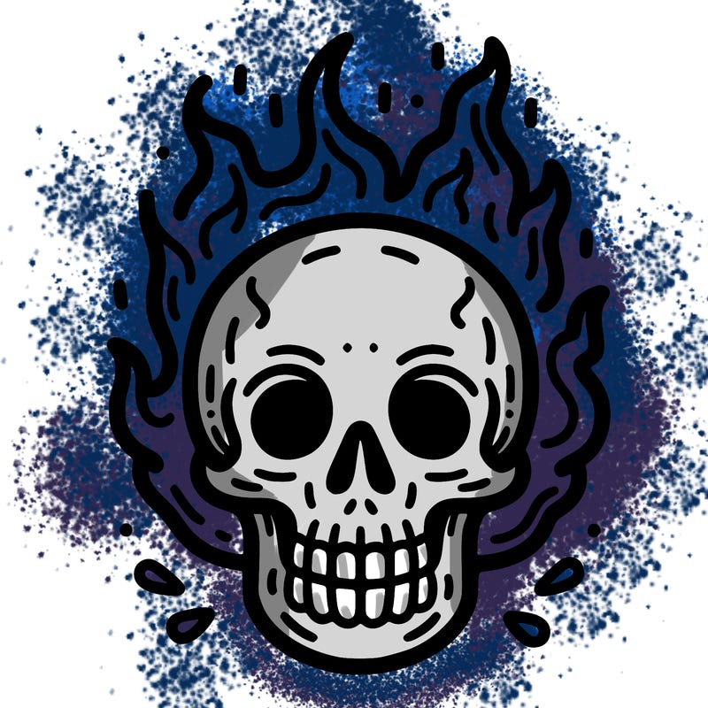 a fire skull