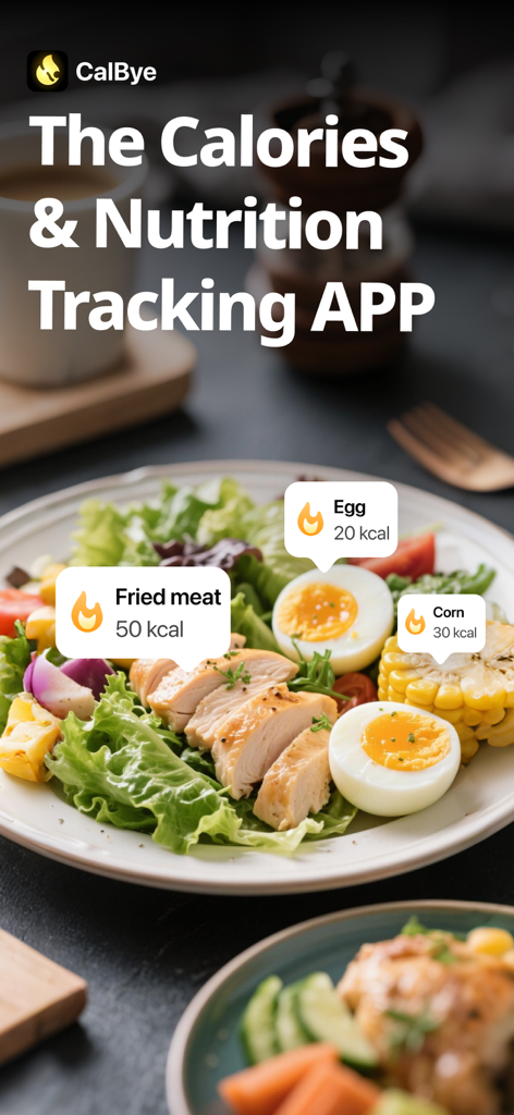 La aplicación CalBye escanea con IA una comida saludable para registrar calorías y nutrición.
