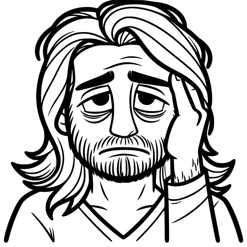 tired man with long hair