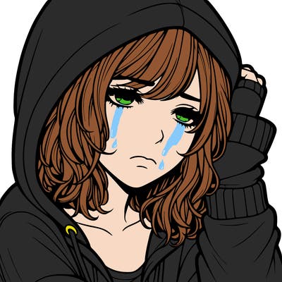 realistic sad girl with a hoodie