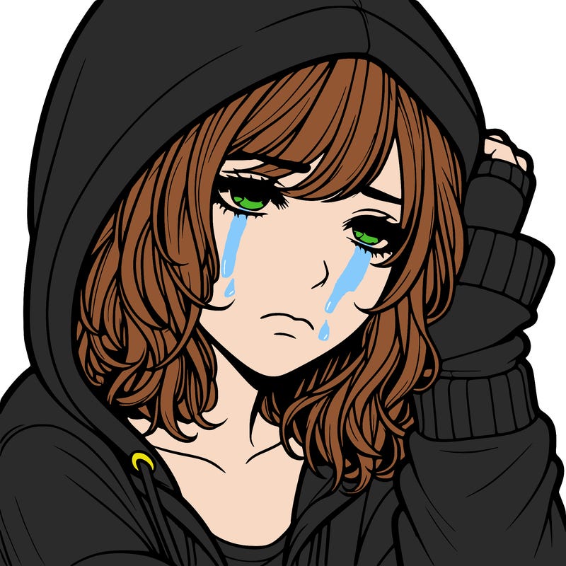 realistic sad girl with a hoodie
