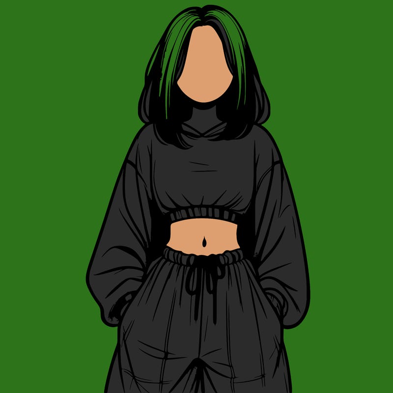 realistic girl faceless with baggy pants and a crop top