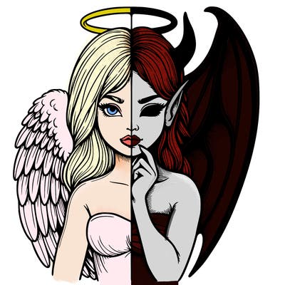 realistic angel half demon