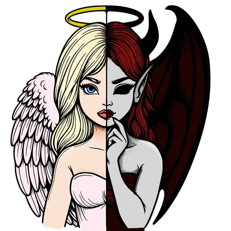 realistic angel half demon