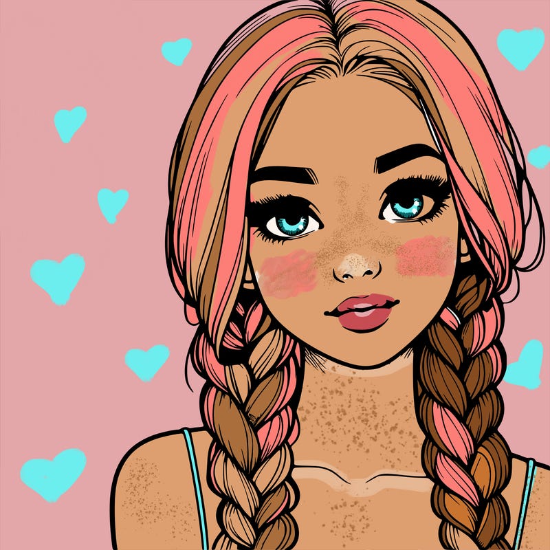 realistic girl with braids