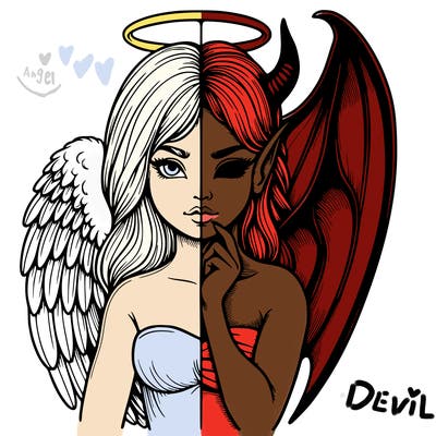 realistic angel half demon