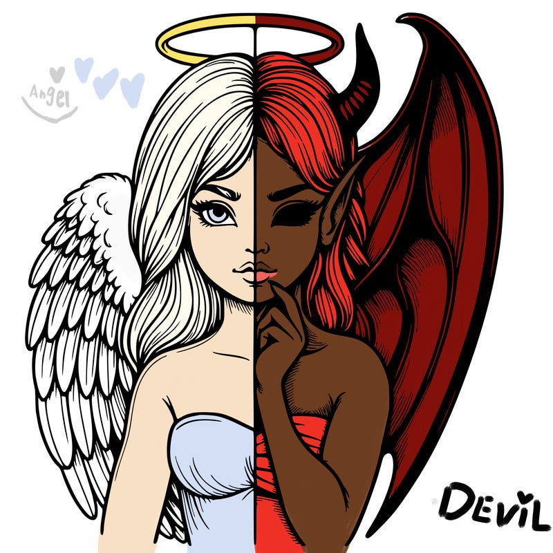 realistic angel half demon