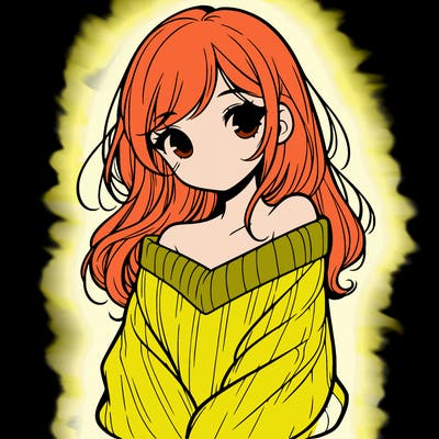 shy pretty girl wearing a sweater that is falling off one shoulder portrait