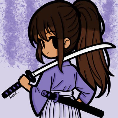 girl with ponytail and katana