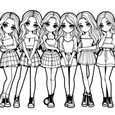 a group of girls realistic