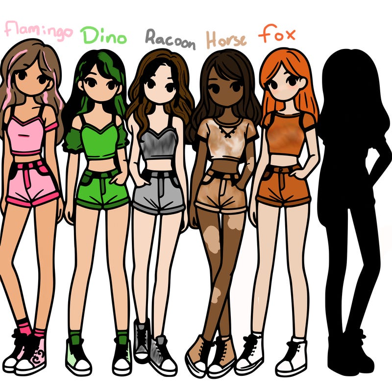 a group of girls wearing crop tops and shorts