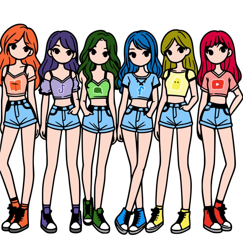a group of girls wearing crop tops and shorts