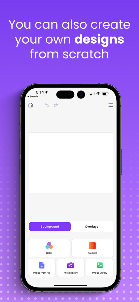 T-Shirt Designer Tool - T-shirt designer tool mobile app showing blank canvas for creating custom designs