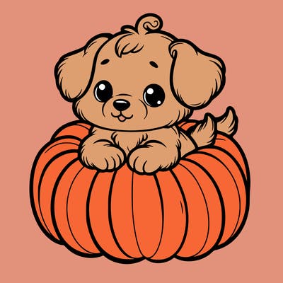 cute little puppy in a pumpkin