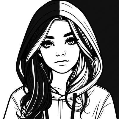 realistic girl with a hoodie