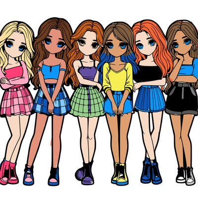 a group of girls realistic