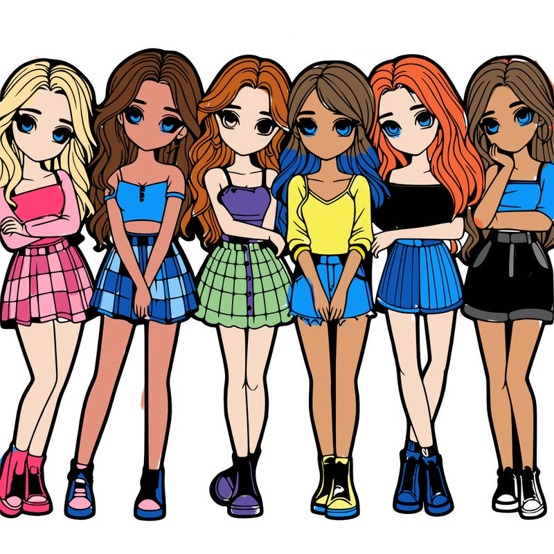 a group of girls realistic