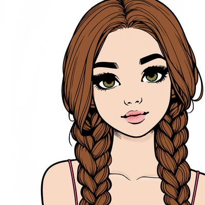realistic girl with braids