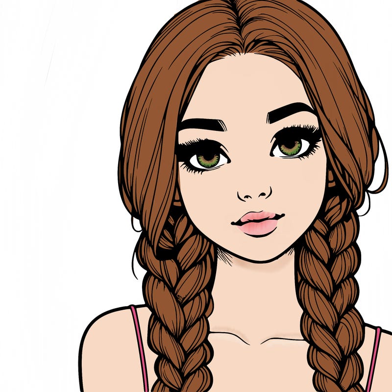 realistic girl with braids
