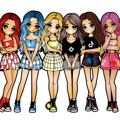 a group of girls realistic