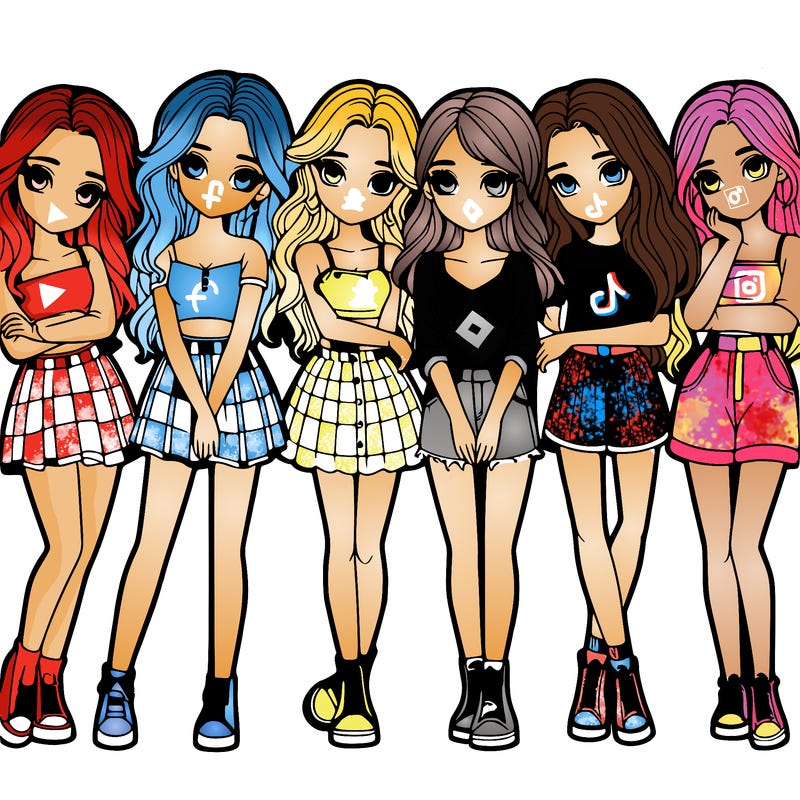 a group of girls realistic