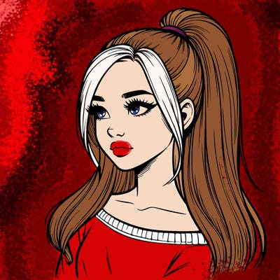 realistic girl with a high ponytail