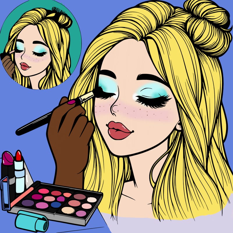 realistic girl doing makeup