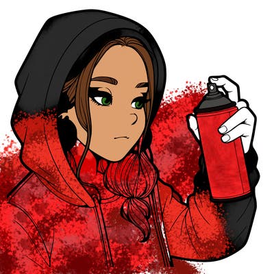 a realistic girl, spray painting