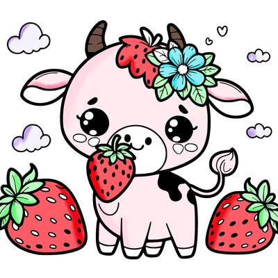 cute strawberry cow