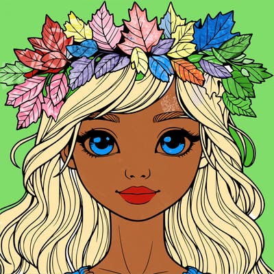 realistic girl with fall leaf crown