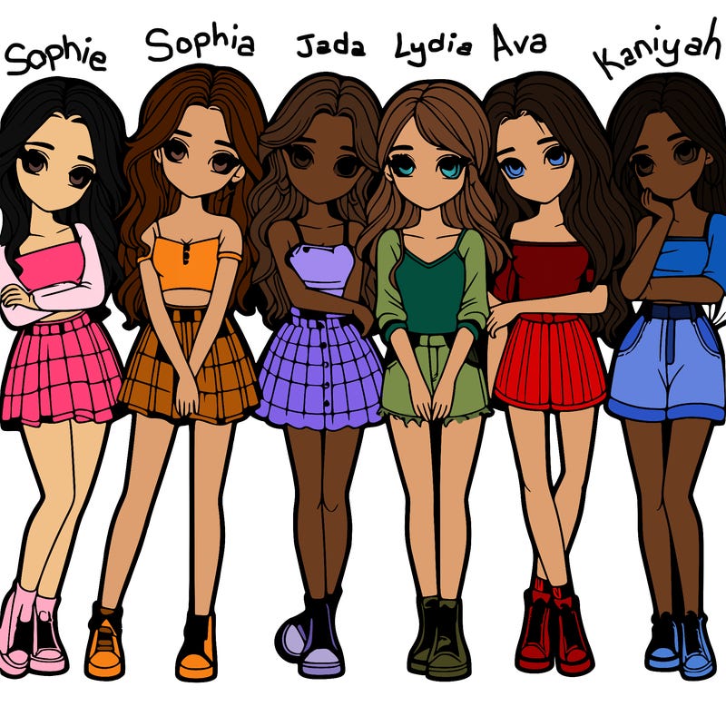 a group of girls realistic