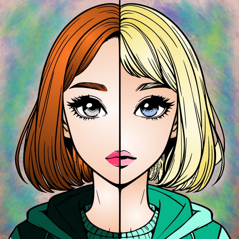 split realistic girl