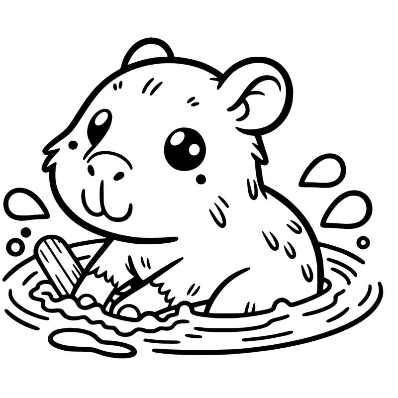 cute capybara taking a bath
