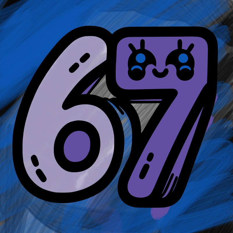 the numbers 67