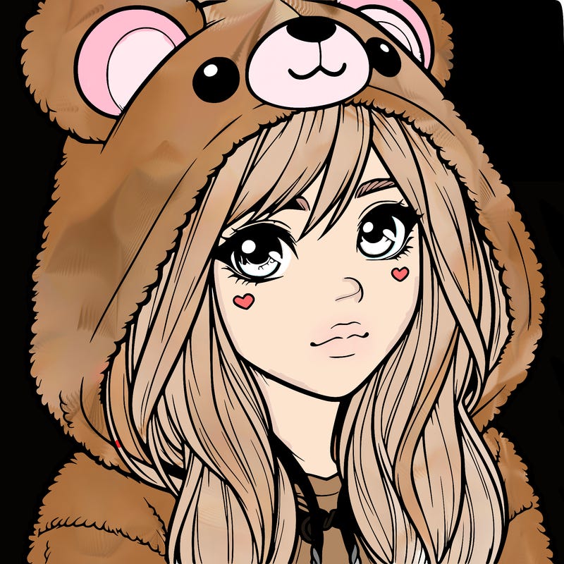 realistic girl in a bear hoodie