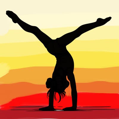realistic gymnastic hand stand girl in four splits